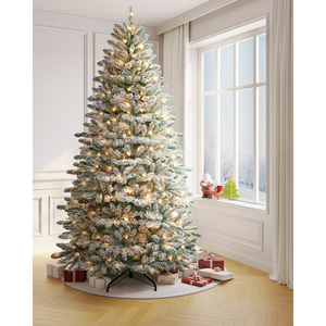 OasisCraft 7.5ft Pre-lit Christmas Tree Snow Flocked, Artificial Christmas Tree with 500 Warm White Lights, Full Xmas Snowy Tree for Indoors and Outdoors