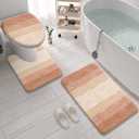 Arotive Microfiber Bathroom Rugs 3 Piece with Toilet Lid Cover, Shaggy Soft and Absorbent Bath Rug, Non-Slip, Machine Washable Bath Mats for Bathroom24x16+24x20+17.5x15, Peach