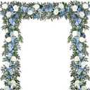 DearHouse 2Pack Artificial Peony Flower Garland - 6ft/Strand Silk Peony Flower Greenery Garland with Fake Willow Leaves for Wedding Ceremony Backdrop Party Table Centerpieces Decor (Blue)