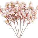 6Pcs Artificial Silk Cherry Blossom Flower Artificial Cherry Blossom Branches for DIY Wedding Bouquets Home Japanese DecorPink