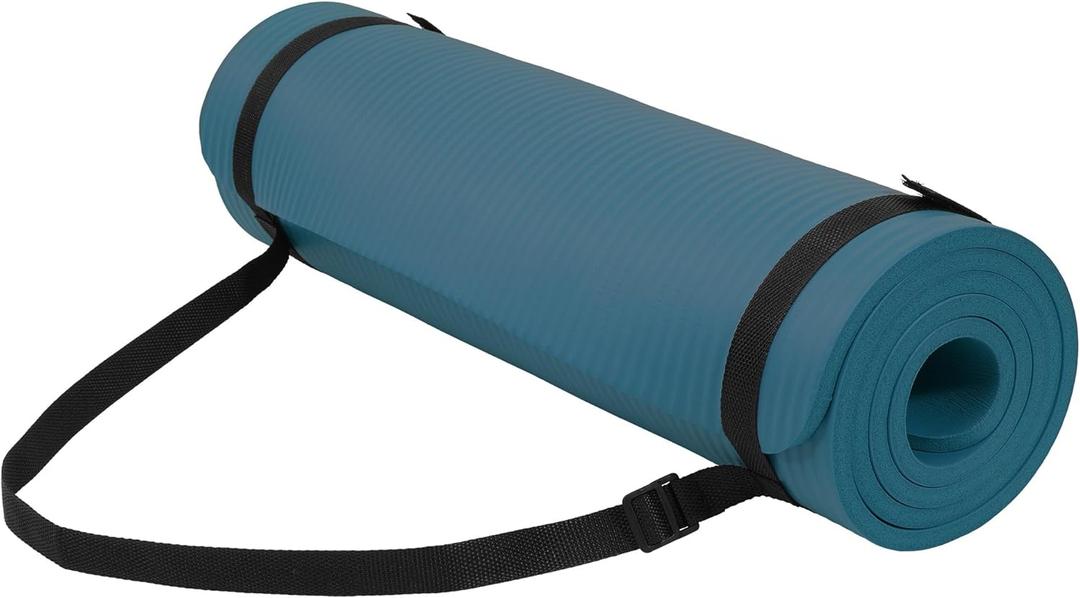 Yoga Mat, 1/2-Inch Extra Thick High Density Exercise Mat, Anti-Tear Exercise Yoga Mat with Carrying Strap, Suitable for Various Yoga Exercises (Navy Blue)