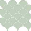 6-Sheet Baby Blue Fish Scale Peel and Stick Backsplash Tile, Faux Ceramic Matte Self Adhesive Stick on Wall Tiles for Kitchen and Bathroom (11.8" x 10.5")