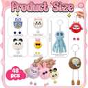 Equsion 48 Pcs Kawaii Keychains Bulk Cute Plush Keychains Fluffy Pompoms Balls with Tassels and Keyrings Key Chain Kawaii Party Favors for Birthday Goodie Bags Piata Prizes(Funny)
