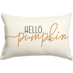 3 x RABUSOFA Fall Pillow Covers 12x20 Inch,Autumn Hello Pumpkin Pillows Decorative Throw Pillows,Lumbar Outdoor Thanksgiving Cushion Cover Farmhosue Fall Decor for Bedroom Couch Sofa White