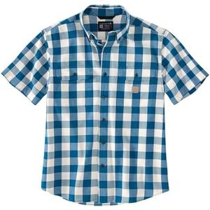Carhartt Men's 106140 Loose Fit Midweight Short-Sleeve Plaid Shirt, Large 