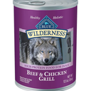 Blue Buffalo Wilderness Adult Wet Dog Food, High-Protein & Grain-Free, Made with Natural Ingredients, Beef & Chicken Grill, 12.5-oz. Cans, 12 Count, BBD 09/29/27