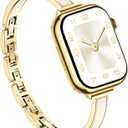 Bands for Apple Watch Women;Elegant Two-Tone Dressy Band;Gold/Light Beige | Slim Metal+Silicone Bracelet Strap for iwatch Series 38mm 40mm 41mm 42mm(Series 12/11/10)