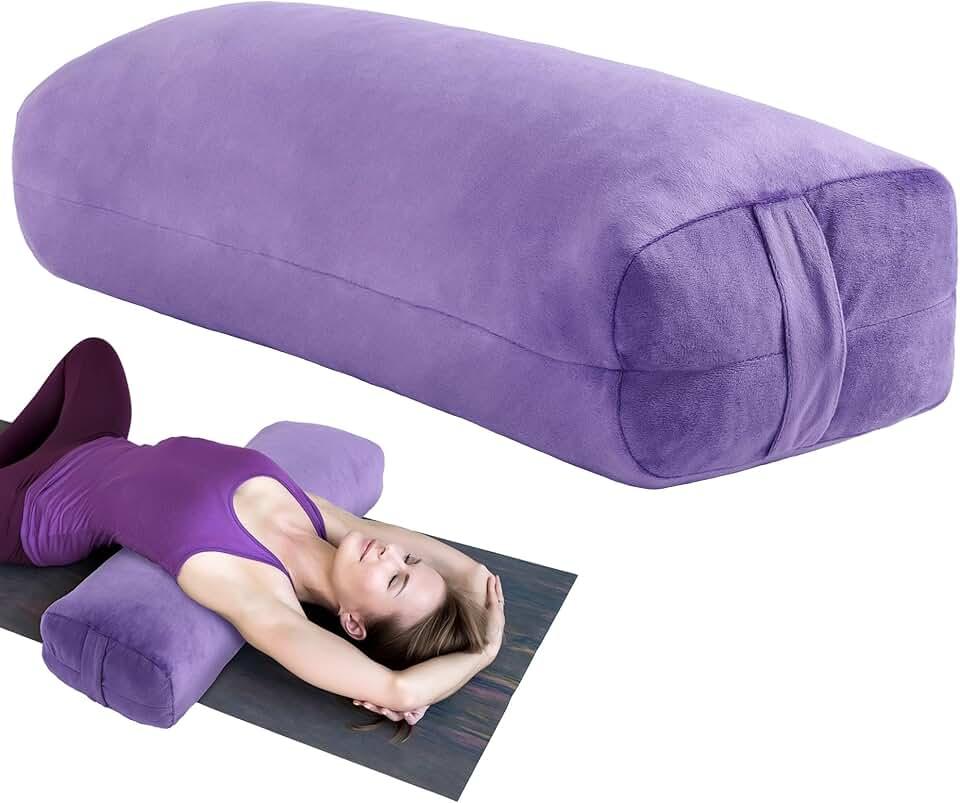 Gaiam Yoga Bolster Pillow, Rectangular Bolster for Restorative Yoga & Meditation, Professional Meditation Cushion with Carry Handle, 27"X10"X6"