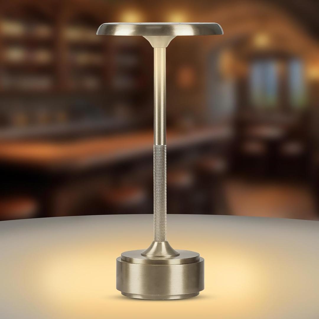 5200mAh Rechargeable Cordless LED Table Lamps Touch Sensor Light, 3-Levels Portable Dimming Wireless Battery Operated Lamp, Night Light/Restaurant Table, Outdoor, Coffee, Bar (Sliver)