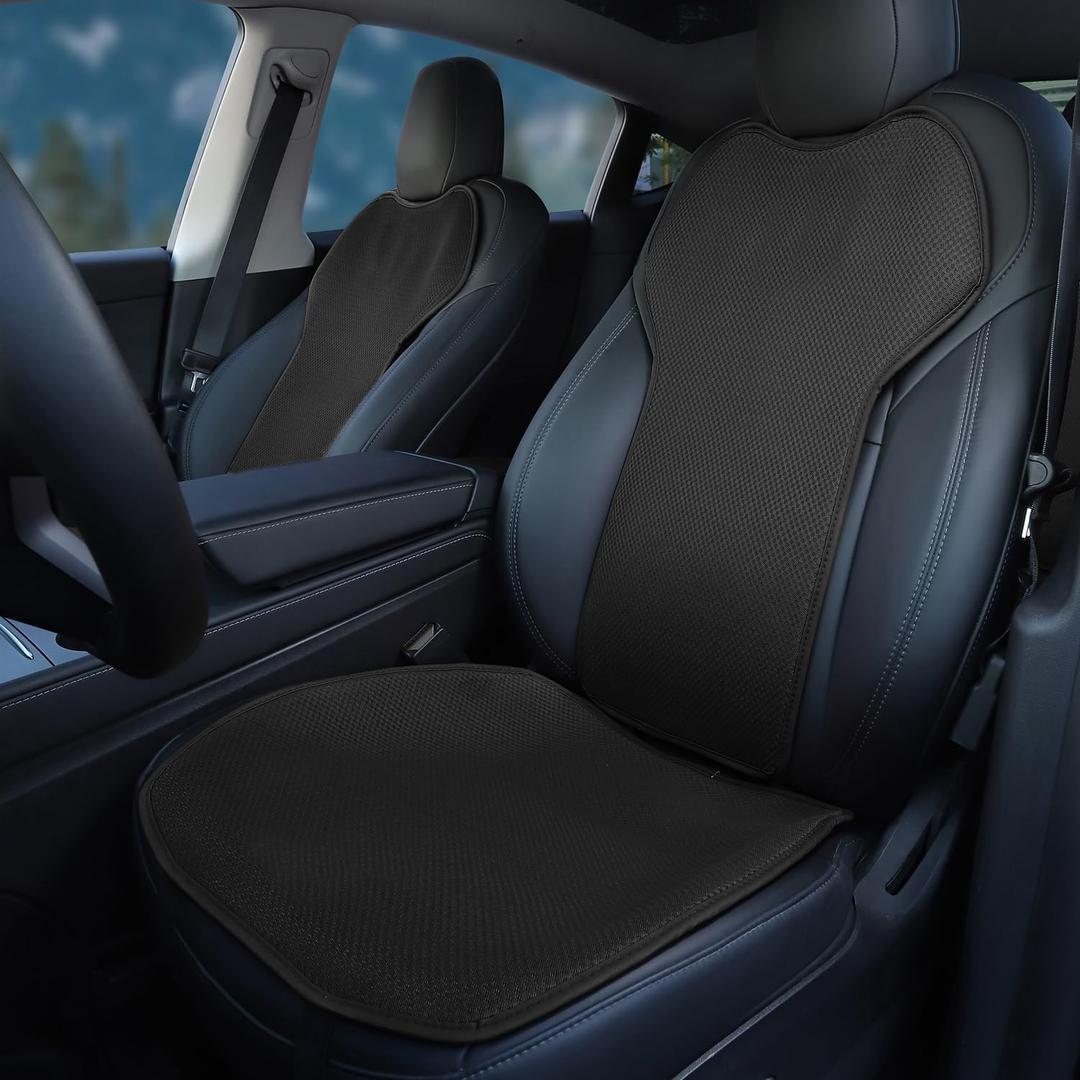TOPABYTE Front Car Seat Covers for Tesla Model Y Model S Model X Model 3 2017-2025 Breathable Interior Seat Cushion Protector All Season Protection Breathable (Without Logo)