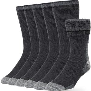 Alvada Mens Merino Wool Crew Socks Thermal and Warm Socks for Winter Work Hiking Running 3 Pairs (Gray)