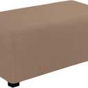Easy-Going Stretch Ottoman Cover Folding Storage Stool Furniture Protector Soft Rectangle slipcover with Elastic Bottom (Large, Camel)