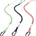 3 Pack Retractable Tool Lanyard, Safety Fall Protection Tools Leash with Aluminum Screw Lock Carabiner Clip and Adjustable Loop End, Tough Scaffold Tether for Construction Roofing (Black+Orange+Green)
