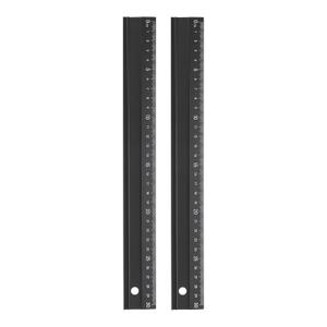HARFINGTON 2pcs Cutting Rulers 30cm Metric Aluminum Alloy Straight Ruler Thickening Frosted Measure Ruler with Non-Slip Sponge Backing for Architects Artists Designers Classroom Office, Black
