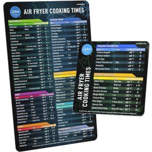 Air Fryer Magnetic Cheat Sheet Set - Air Fryer Accessories Cookbook - As Seen on the Today Show an Easy to Use AirFryer Time Chart Set - Strong Magnet Quick Reference Cooking Guide for Frying (Black)
