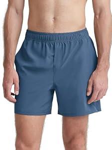ODODOS Men's Athletic Shorts with Pockets 9" Quick Dry Lightweight Workout Gym Running Shorts, Blue, Medium