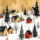 Holiday Village Paint by Numbers Kit for Adults - DIY Snowy Hills and Colorful Houses Painting on Canvas, Acrylic Paint Set, Suitable for Beginners, Art for Home Decoration or Gifts(8X12IN Framed)