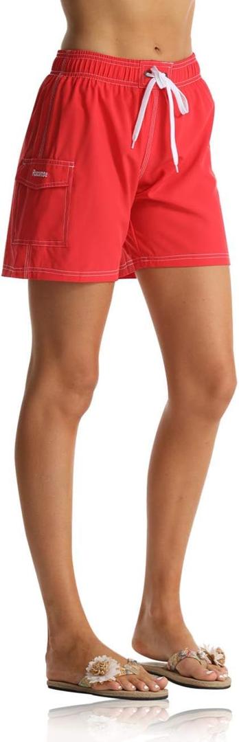 Rocorose Women's Board Shorts Quick Dry Drawstring Sports Summer Bottom Swim Shorts with Pocket, Medium