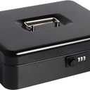 Cash Box with Money Tray and Combination Lock, Parrency Large Money Box 11 4/5" x 9 2/5" x 3 1/2" (Black Combination Lock, XLarge)