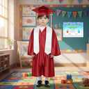 Shiny Kids Graduation Cap and Gown Set with 2026 Tassel Plus White Stole Certificate for Kindergarten Preschool (Red, S)