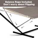 SUNCREAT 55 Inch Extra Large Double Hammock with 12 ft Stand, 475lbs Capacity, Outdoor Portable Hammock with Hardwood Spreader Bar, Extra Large Pillow, Brown