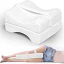 Pozico Knee Pillow for Side Sleepers, Comfortable Leg Pillow with Adjustable Strap (Foldable White)
