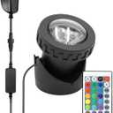 Colored Pond Lights with Timer, RGB Weighted Fountain Lights IP68 Waterproof Submersible Dimmable Outdoor Landscape Lights for Pond Fountain Garden, 1 Light