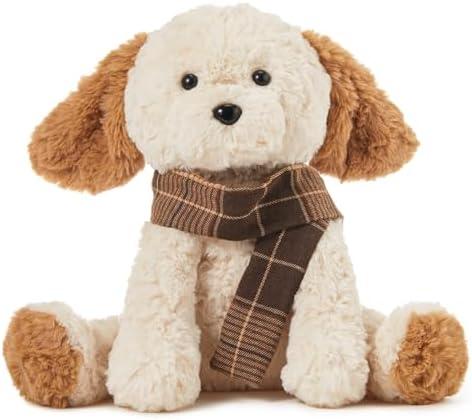 MINISO 10.5" Dog Puppy Stuffed Animal with Scarf Ultra-Soft Cuddle Cartoon Stuffed Plush Toy for Kids Boys Girls