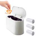 Mini Desk Trash Can with Lid with 90 Pcs Trash Bag, Lint Bin 0.5 Gallon Countertop Waste Bin for Table Tiny Garbage Can for Office Bedroom (White)