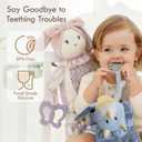 Moonkie Baby Lovey with Silicone Teether, Dinosaur Security Blanket with Textured Ribbons, Crinkle Toys, Soft Minky Velour & Natural Cotton, Newborn Boys Gifts for Baby Shower & Birthday