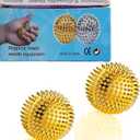 Hand Massage Ball, Spiky Massage Ball, Magnetic Balls Gold Ball 1 Pair, Hand Acupuncture Ball Massage for Adult and Kid, Hand Exercise Squeeze Balls for Pain Pressure and Stress Relief (32 mm)