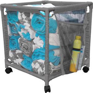 Rolling Pool Storage Small Organizer Bin, (18" W x 18" L x 20" H), Gray
