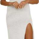 AILUNSNIKA Crochet Cover Up for Swimwear Women Backless Beach Cover Up Side Slit Knit Dress