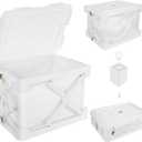 Storage Bags for Clothing, 14.8-Gallon Collapsible Vacuum Storage Boxes with Lids, Stackable Storage Bins for Blankets, Comforters, Bedding, and Underbed Storage, White (1-Pack)