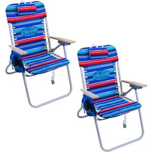 Tommy Bahama Hi-Boy 17" Seat Height 4-Position Lace-Up Suspension Folding Beach Backpack Chair