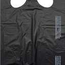 Large Plain Black (400 Count) Embossed T-Shirt Bag, 12 inch X 7 inch X 22 inch, 17 mic, Black Bags with Handled, Bulk, Grocery, Retail, Heavy Duty