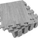 Tebery 8 Pieces Printed Wood Grain Interlocking Floor Tiles 3/8-Inch Thick EVA Foam Grey Puzzle Floor Mat