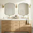 ANDY STAR 24"x30" Vanity Mirror, Gold Bathroom Mirror for Over Sink, Champagne Bronze Mirror in Rustproof Stainless Steel Frame, Elegant Curved Scallop Design, Ideal for Bathroom, Powder Room