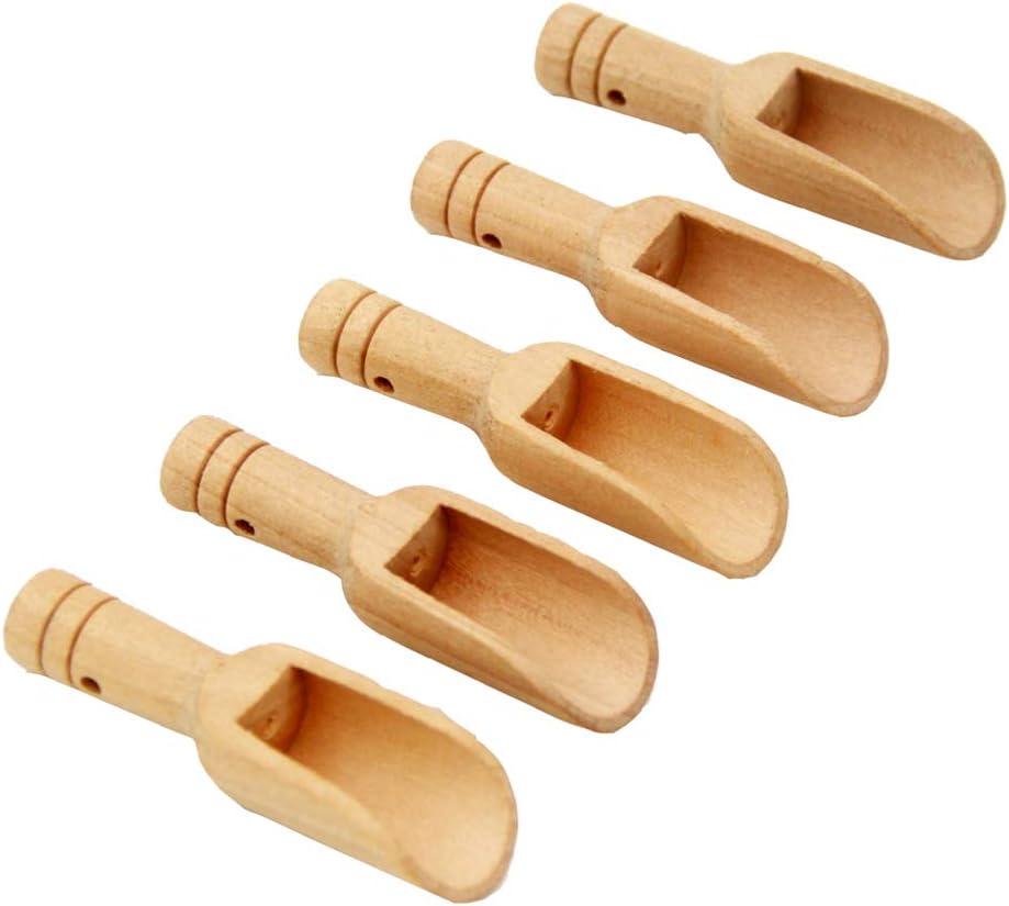 6 Pcs Mini Wooden Scoops Bath Salt & Candy Spoon