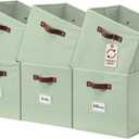 DECOMOMO Storage Bins, Cube Storage Bin with Labels, Fabric Storage Cubes for Shelves (10.5" x 11" / 6pcs, Sage Green)