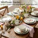 Pickmesh 16 Pcs Wildflower Ceramic Dinnerware Set for 4 Guest Floral Dish Set Spring Butterfly Dinner Plates Salad Plates Bowl Mug Kitchen Gift for Spring Kitchen Holiday Party Decoration
