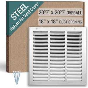 18 x 18 Inch (Duct Opening) Return Air Filter Grille for 1 Inch Filters, HVAC Vent Cover for Wall & Ceiling, Powder-Coated Steel with Removable Door