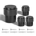 SANATO Black Cylindrical Floor Mounted Stainless Steel 304 Door Stop Door Stopper with Black Rubber, 4 Pack