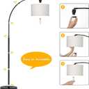 DWTB Black Arc Floor Lamps for Living Room,Modern Standing Lamp with Adjustable Drum Lampshade Tall Pole Lamp with Foot Switch Over Couch Arched Floor Light for Reading Bedroom 8W LED Bulb Included