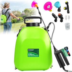 Battery Powered Backpack Sprayer 2.6Gallon, Electric Sprayer with 3-Adjustable Sprayings, Battery Indicator, 5 Nozzles, 41" Retractable Wand, Rechargeable Garden Sprayer for Weed, Lawn&Yard