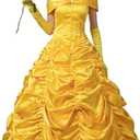 CosFantasy Women Princess Dress Yellow Ball Gowns Dress Princess Cosplay Dress for Halloween Party Dancing (Small)