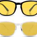 Night Driving Glasses for Men Women, Anti Glare Polarized Yellow Lens Night Vision Glasses for Nighttime/Rainy/Foggy (A03 Black+clear/Yellow Night Vision Lens 2 Pack)