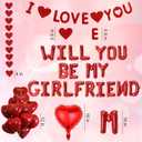 Will You Be My Girlfriend - 550 Pcs Red Letter Foil Balloons I Love You Banner Garland Streamer Rose Petals Valentine's Day Decorations For Romantic Confessions Anniversaries Proposal Engagements