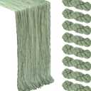 8 Pack Sage Green Cheesecloth Table Runner 10Ft Spring Gauze Cheese Cloth Table Runner 120 Inch Boho Sheer Rustic Fabric for Home Decor Bridal Baby Shower Wedding Decoration