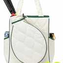 2-in-1 Tennis Tote Bag & Tennis Racket Backpack  Extra-Large Quilted Pickleball Racquet Bags, Water-Resistant & Lightweight for Men & Women (White)